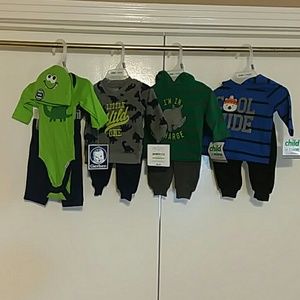 Lot of NB 2 pc Baby Boy Outfits NWT